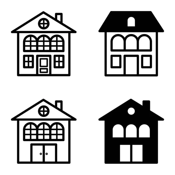 Conjunto Iconos Planos Casas Aisladas Sobre Fondo Blanco — Vector de stock