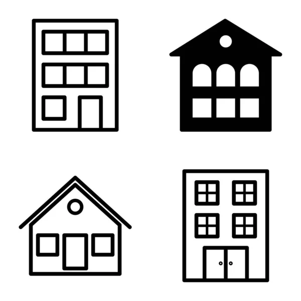 Conjunto Iconos Planos Casas Aisladas Sobre Fondo Blanco — Vector de stock