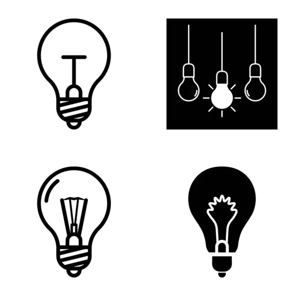 Lightbulbs1 Flat Icon Set Isolated White Background — Stock Vector