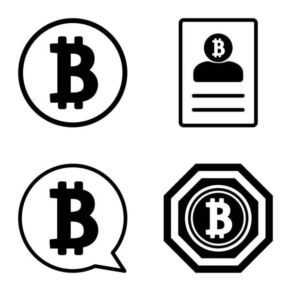 Bitcoins1 Flat Icon Set Isolated White Background — Stock Vector