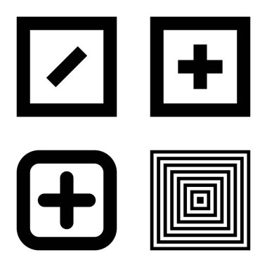 Kare Düz Simge Seti Beyaz Arkaplanda İzole Edildi
