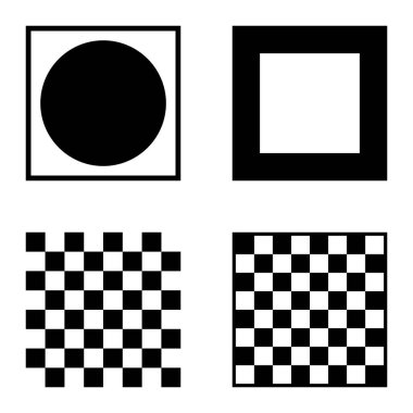 Kare Düz Simge Seti Beyaz Arkaplanda İzole Edildi