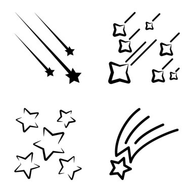 Yıldız Şelalesi Düz Simge Seti Beyaz Arkaplanda İzole Edildi