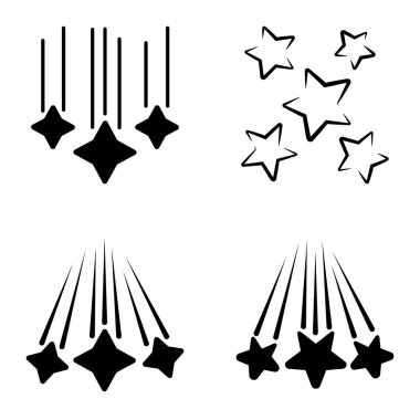 Yıldız Şelalesi Düz Simge Seti Beyaz Arkaplanda İzole Edildi