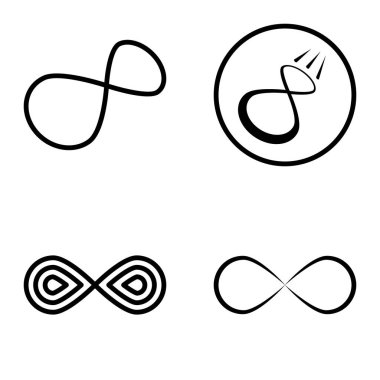 Sonsuz Düz Simge Seti Beyaz Arkaplanda İzole Edildi