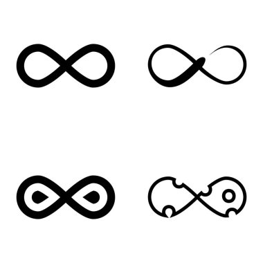 Sonsuz Düz Simge Seti Beyaz Arkaplanda İzole Edildi