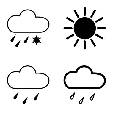 Hava Durumu Düz Simgesi Beyaz Arkaplanda İzole Edildi
