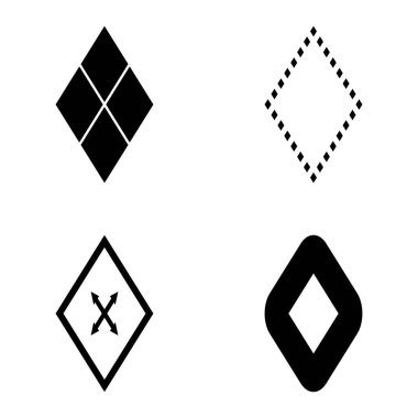 Rhombus Düz Simge Seti Beyaz Arkaplanda İzole Edildi