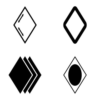 Rhombus Düz Simge Seti Beyaz Arkaplanda İzole Edildi