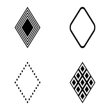 Rhombus Düz Simge Seti Beyaz Arkaplanda İzole Edildi