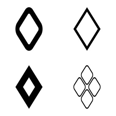 Rhombus Düz Simge Seti Beyaz Arkaplanda İzole Edildi