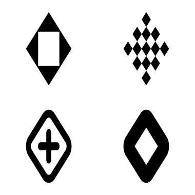 Rhombus Düz Simge Seti Beyaz Arkaplanda İzole Edildi