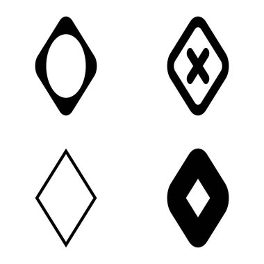 Rhombus Düz Simge Seti Beyaz Arkaplanda İzole Edildi