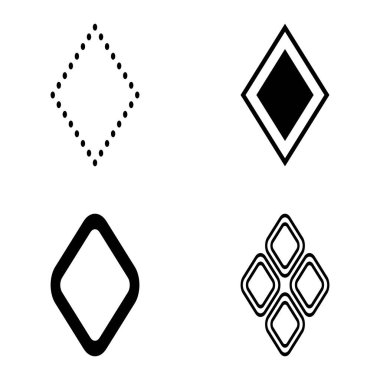 Rhombus Düz Simge Seti Beyaz Arkaplanda İzole Edildi