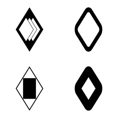 Rhombus Düz Simge Seti Beyaz Arkaplanda İzole Edildi