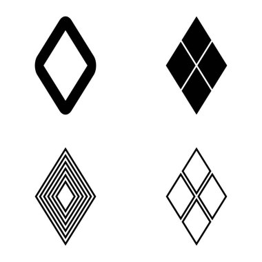 Rhombus Düz Simge Seti Beyaz Arkaplanda İzole Edildi