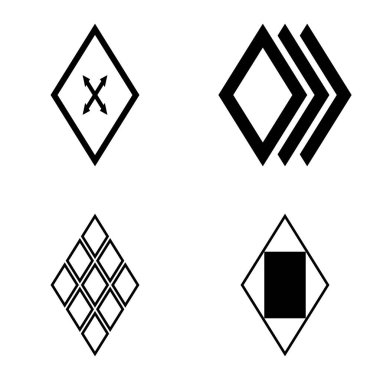 Rhombus Düz Simge Seti Beyaz Arkaplanda İzole Edildi