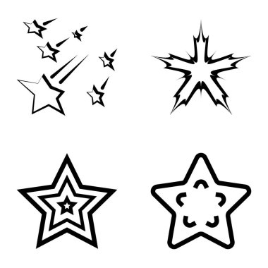 Yıldız1-2 Yıldız Şelalesi Düz Simge Seti Beyaz Arkaplanda İzole Edildi