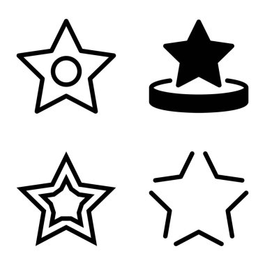 Yıldız1-2 Yıldız Şelalesi Düz Simge Seti Beyaz Arkaplanda İzole Edildi