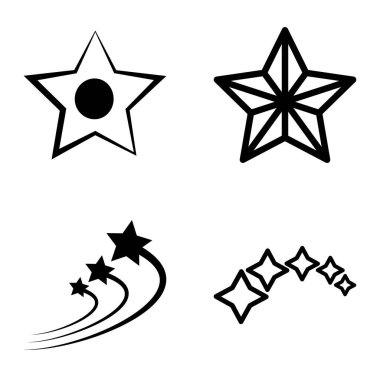 Yıldız1-2 Yıldız Şelalesi Düz Simge Seti Beyaz Arkaplanda İzole Edildi