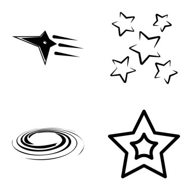 Yıldız1-2 Yıldız Şelalesi Düz Simge Seti Beyaz Arkaplanda İzole Edildi