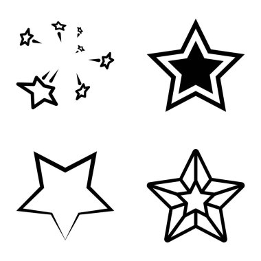 Yıldız1-2 Yıldız Şelalesi Düz Simge Seti Beyaz Arkaplanda İzole Edildi