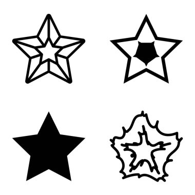 Yıldız1-2 Yıldız Şelalesi Düz Simge Seti Beyaz Arkaplanda İzole Edildi