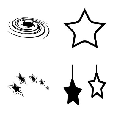 Yıldız1-2 Yıldız Şelalesi Düz Simge Seti Beyaz Arkaplanda İzole Edildi