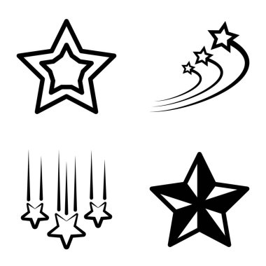 Yıldız1-2 Yıldız Şelalesi Düz Simge Seti Beyaz Arkaplanda İzole Edildi