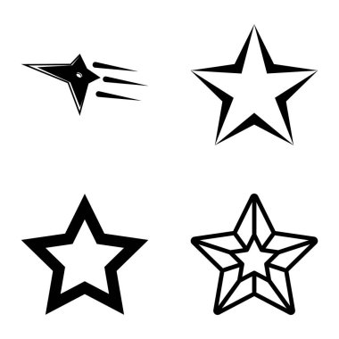 Yıldız1-2 Yıldız Şelalesi Düz Simge Seti Beyaz Arkaplanda İzole Edildi