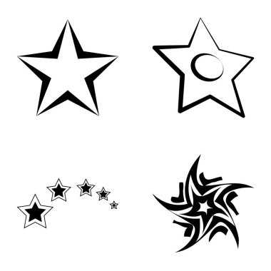 Yıldız2 Düz Simge Seti Beyaz Arkaplanda İzole Edildi