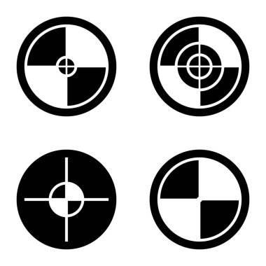 Crosshairs _ glyph Düz Simge Seti Beyaz Arkaplanda İzole Edildi