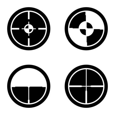 Crosshairs _ glyph Düz Simge Seti Beyaz Arkaplanda İzole Edildi