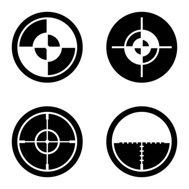 Crosshairs _ glyph Düz Simge Seti Beyaz Arkaplanda İzole Edildi