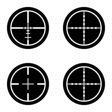 Crosshairs _ glyph Düz Simge Seti Beyaz Arkaplanda İzole Edildi