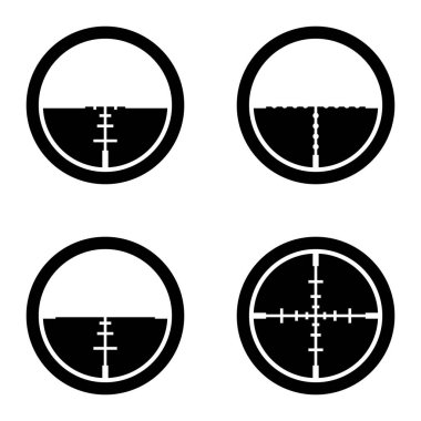 Crosshairs _ glyph Düz Simge Seti Beyaz Arkaplanda İzole Edildi