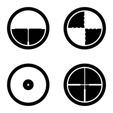 Crosshairs _ glyph Düz Simge Seti Beyaz Arkaplanda İzole Edildi