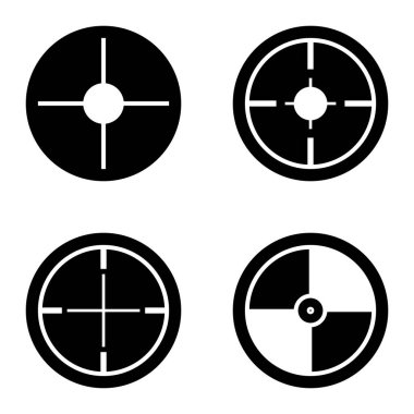 Crosshairs _ glyph Düz Simge Seti Beyaz Arkaplanda İzole Edildi