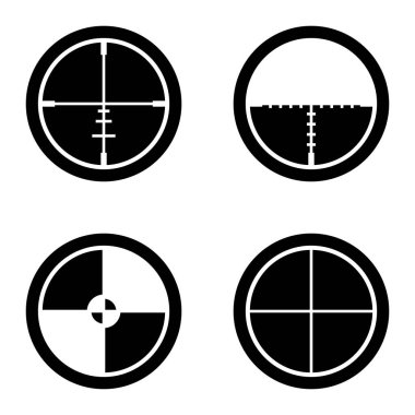 Crosshairs _ glyph Düz Simge Seti Beyaz Arkaplanda İzole Edildi