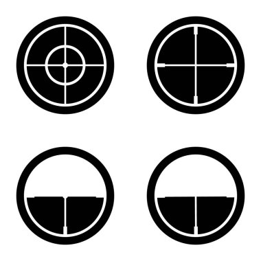 Crosshairs _ glyph Düz Simge Seti Beyaz Arkaplanda İzole Edildi