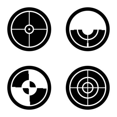 Crosshairs _ glyph Düz Simge Seti Beyaz Arkaplanda İzole Edildi