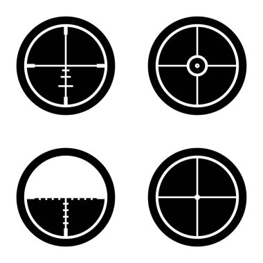 Crosshairs _ glyph Düz Simge Seti Beyaz Arkaplanda İzole Edildi