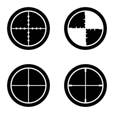 Crosshairs _ glyph Düz Simge Seti Beyaz Arkaplanda İzole Edildi