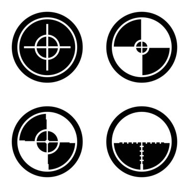 Crosshairs _ glyph Düz Simge Seti Beyaz Arkaplanda İzole Edildi