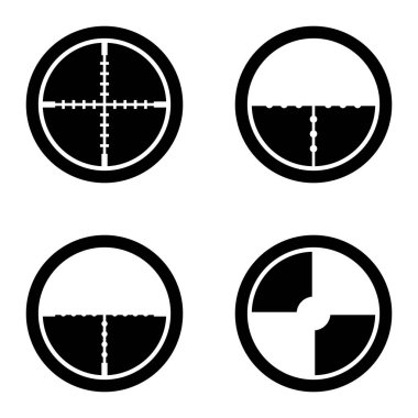 Crosshairs _ glyph Düz Simge Seti Beyaz Arkaplanda İzole Edildi