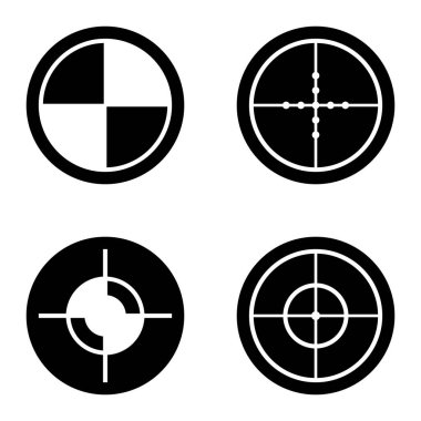 Crosshairs _ glyph Düz Simge Seti Beyaz Arkaplanda İzole Edildi