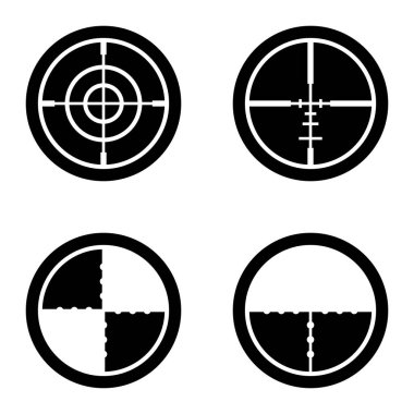 Crosshairs _ glyph Düz Simge Seti Beyaz Arkaplanda İzole Edildi