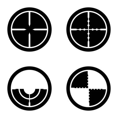 Crosshairs _ glyph Düz Simge Seti Beyaz Arkaplanda İzole Edildi