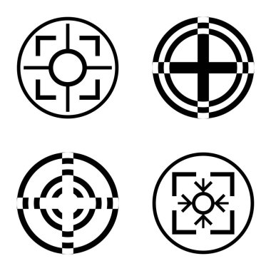 Crosshairs2 Düz Simge Seti Beyaz Arkaplanda İzole Edildi