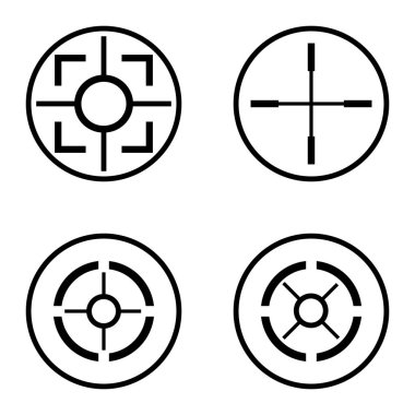 Crosshairs2 Düz Simge Seti Beyaz Arkaplanda İzole Edildi